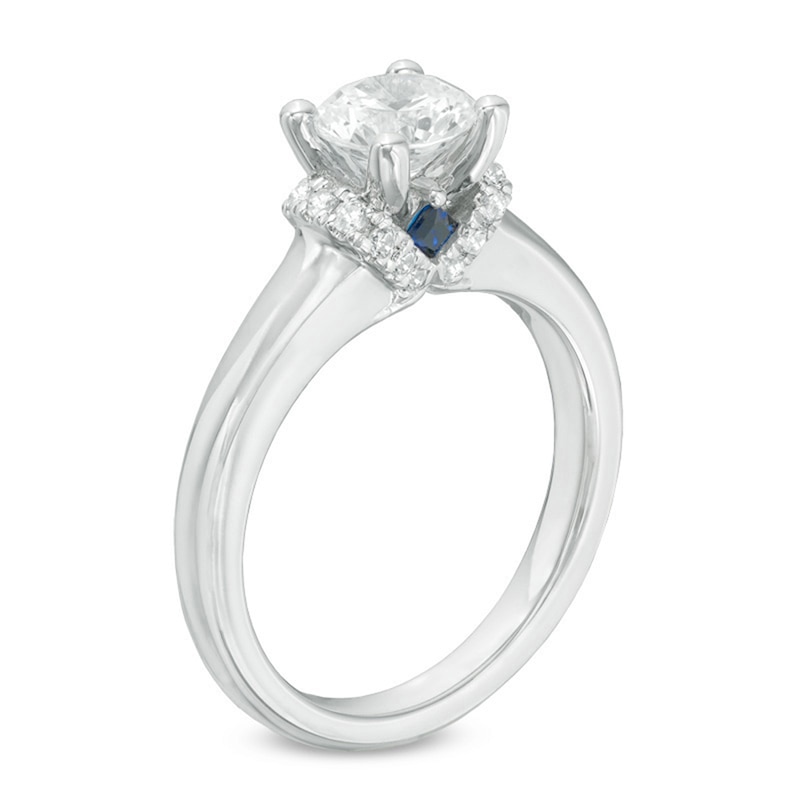 Previously Owned - Vera Wang Love Collection 1.09 CT. T.W. Diamond Solitaire Collar Engagement Ring in 14K White Gold