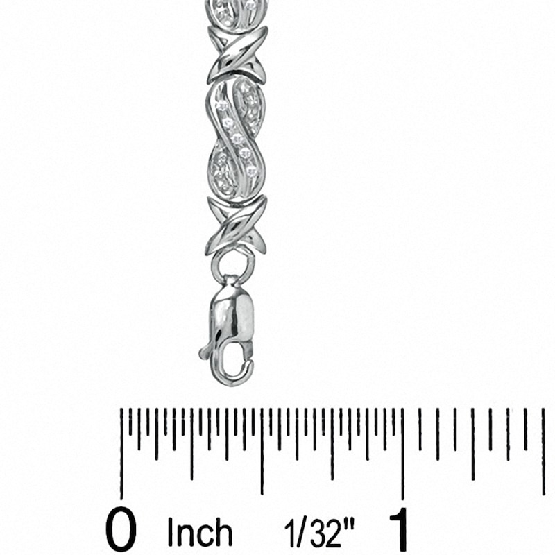 Main Image 3 of Previously Owned - 0.16 CT. T.W. Diamond Figure 8 and "X" Bracelet in Sterling Silver