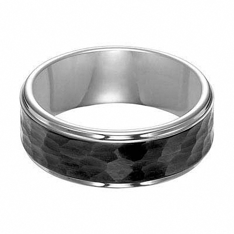 Previously Owned - Triton Men's 8.0mm Comfort Fit Hammered Two-Tone Tungsten Wedding Band