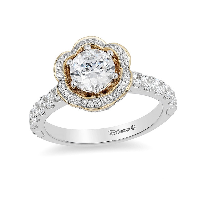 Previously Owned - Enchanted Disney Belle 1.45 CT. T.W. Diamond Frame Engagement Ring in 14K Two-Tone Gold