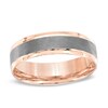 Thumbnail Image 0 of Previously Owned - Men's 6.0mm Comfort Fit Wedding Band in 10K Rose Gold with Charcoal Rhodium