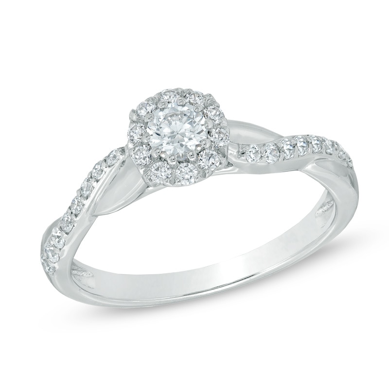 Previously Owned - 0.50 CT. T.W. Diamond Twist Engagement Ring in 10K White Gold