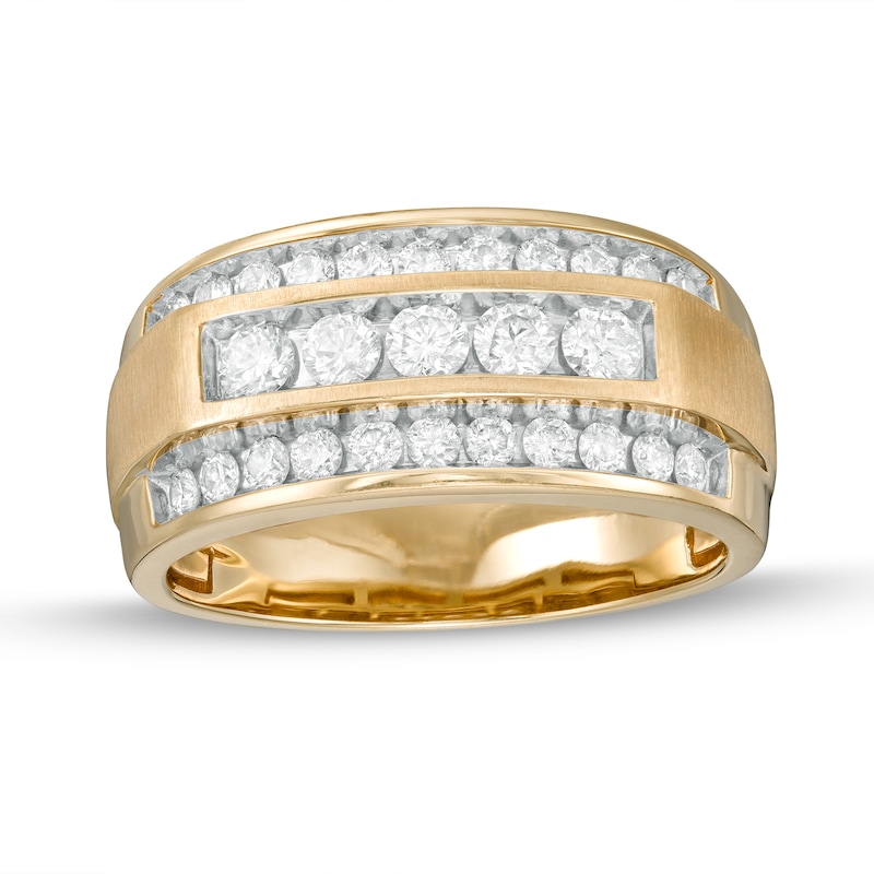 Previously Owned - Men's 1.00 CT. T.W. Diamond Triple Row Ring in 10K Gold