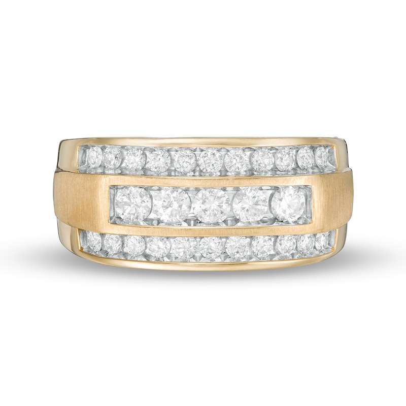 Previously Owned - Men's 1.00 CT. T.W. Diamond Triple Row Ring in 10K Gold