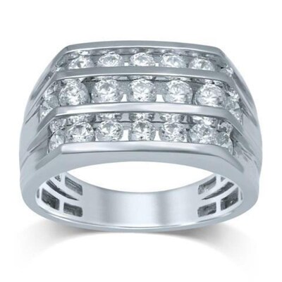 Previously Owned - Men's 2.00 CT. T.W. Diamond Triple Row Ring in 10K White Gold