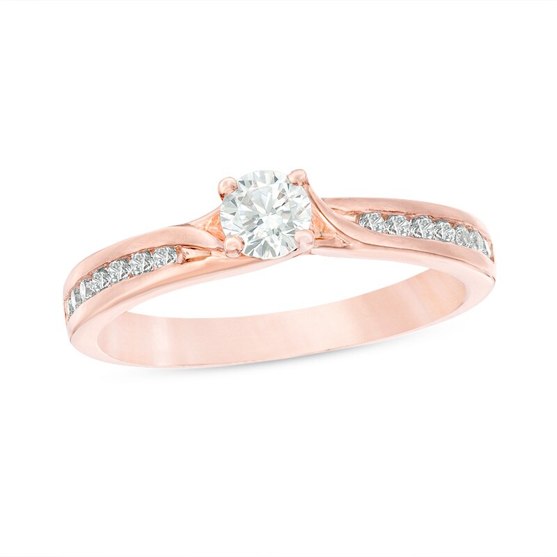 Previously Owned - 0.50 CT. T.W. Diamond Bypass Engagement Ring in 14K Rose Gold