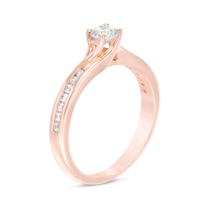 Previously Owned - 0.50 CT. T.W. Diamond Bypass Engagement Ring in 14K Rose Gold