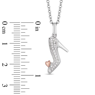 Previously Owned - Enchanted Disney Cinderella 0.085 CT. T.W. Diamond Slipper Pendant in Sterling Silver - 19"