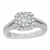Thumbnail Image 1 of Previously Owned - 0.70 CT. T.W. Diamond Cluster Split Shank Engagement Ring in 14K White Gold
