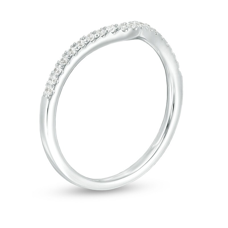 Previously Owned - Adrianna Papell 0.13 CT. T.W. Diamond Contour Wedding Band in 14K White Gold (F/I1)