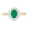 Thumbnail Image 3 of Previously Owned - Oval Emerald and 0.085 CT. T.W. Diamond Frame Vintage-Style Ring in 10K Gold
