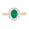 Thumbnail Image 4 of Previously Owned - Oval Emerald and 0.085 CT. T.W. Diamond Frame Vintage-Style Ring in 10K Gold
