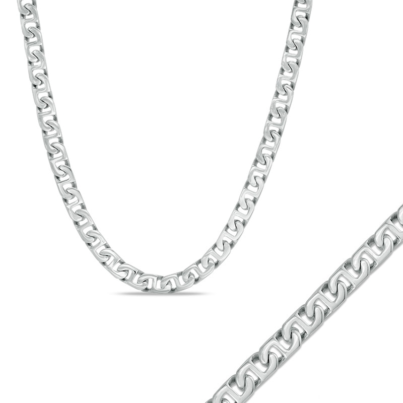 Previously Owned - Men's 6.5mm Mariner Chain Bracelet and Necklace Set in Stainless Steel|Peoples Jewellers