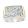 Thumbnail Image 1 of Previously Owned - EFFY™ Collection Men's 0.26 CT. T.W. Diamond Signet Ring in Sterling Silver and 14K Gold