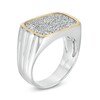 Thumbnail Image 3 of Previously Owned - EFFY™ Collection Men's 0.26 CT. T.W. Diamond Signet Ring in Sterling Silver and 14K Gold