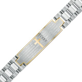 Previously Owned - Men's Lord's Prayer ID Bracelet in Two-Tone Stainless Steel - 8.5"