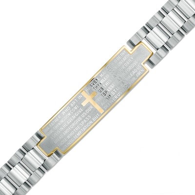 Previously Owned - Men's Lord's Prayer ID Bracelet in Two-Tone Stainless Steel - 8.5"