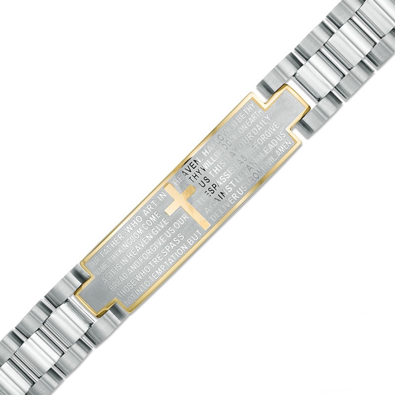 Previously Owned - Men's Lord's Prayer ID Bracelet in Two-Tone Stainless Steel - 8.5"