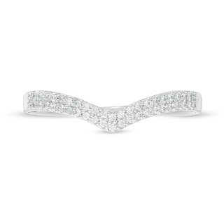 Previously Owned - 0.10 CT. T.W. Diamond Chevron Band in 10K White Gold