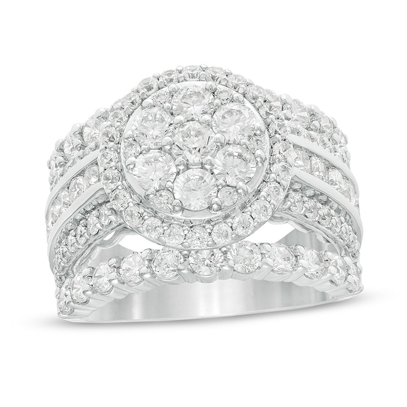 Previously Owned - 3.00 CT. T.W. Composite Diamond Frame Multi-Row Split Shank Engagement Ring in 10K White Gold