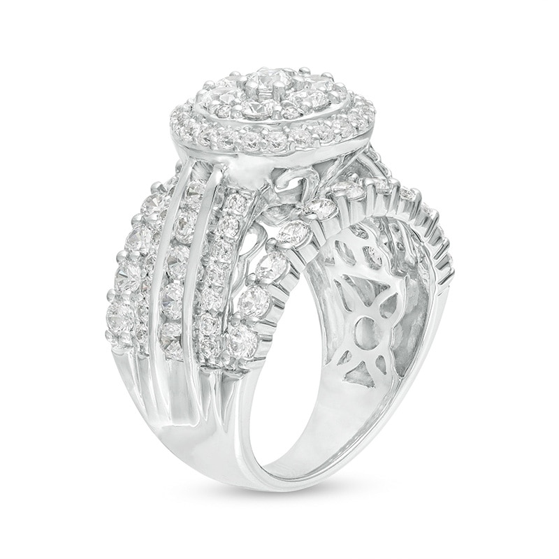 Previously Owned - 3.00 CT. T.W. Composite Diamond Frame Multi-Row Split Shank Engagement Ring in 10K White Gold