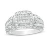 Thumbnail Image 1 of Previously Owned - 0.50 CT. T.W. Princess-Cut Composite Diamond Vintage-Style Engagement Ring in 10K White Gold