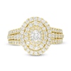 Previously Owned - 1.95 CT. T.W. Oval Diamond Triple Frame Multi-Row Engagement Ring in 10K Gold
