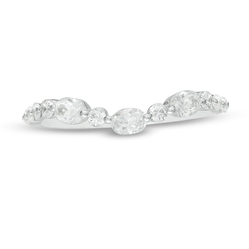 Previously Owned - 0.45 CT. T.W. Oval Diamond Alternating Contour Anniversary Band in 14K White Gold