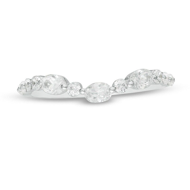 Main Image 4 of Previously Owned - 0.45 CT. T.W. Oval Diamond Alternating Contour Anniversary Band in 14K White Gold