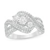 Thumbnail Image 0 of Previously Owned - 1.00 CT. T.W. Diamond Past Present Future® Bypass Engagement Ring in 10K White Gold