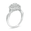 Thumbnail Image 2 of Previously Owned - 0.50 CT. T.W. Diamond Double Frame Twist Shank Engagement Ring in 10K White Gold