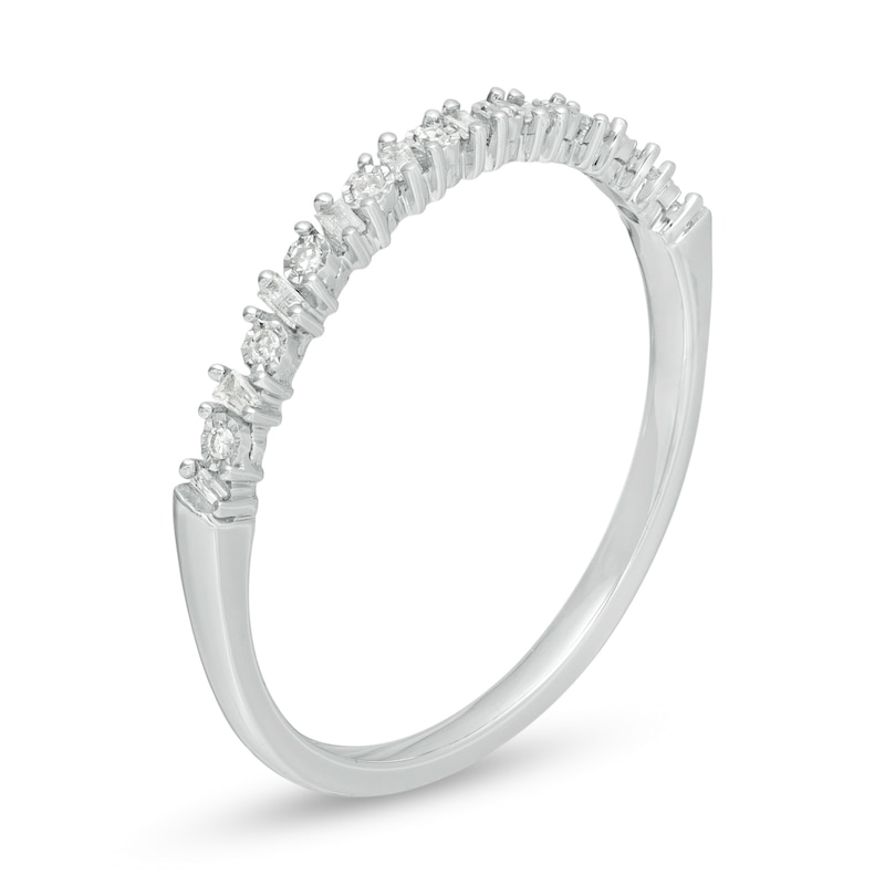 Previously Owned - 0.065 CT. T.W. Baguette and Round Diamond Alternating Band in 10K White Gold