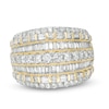 Thumbnail Image 0 of Previously Owned - 2.00 CT. T.W. Baguette and Round Diamond Multi-Row Ring in 10K Gold