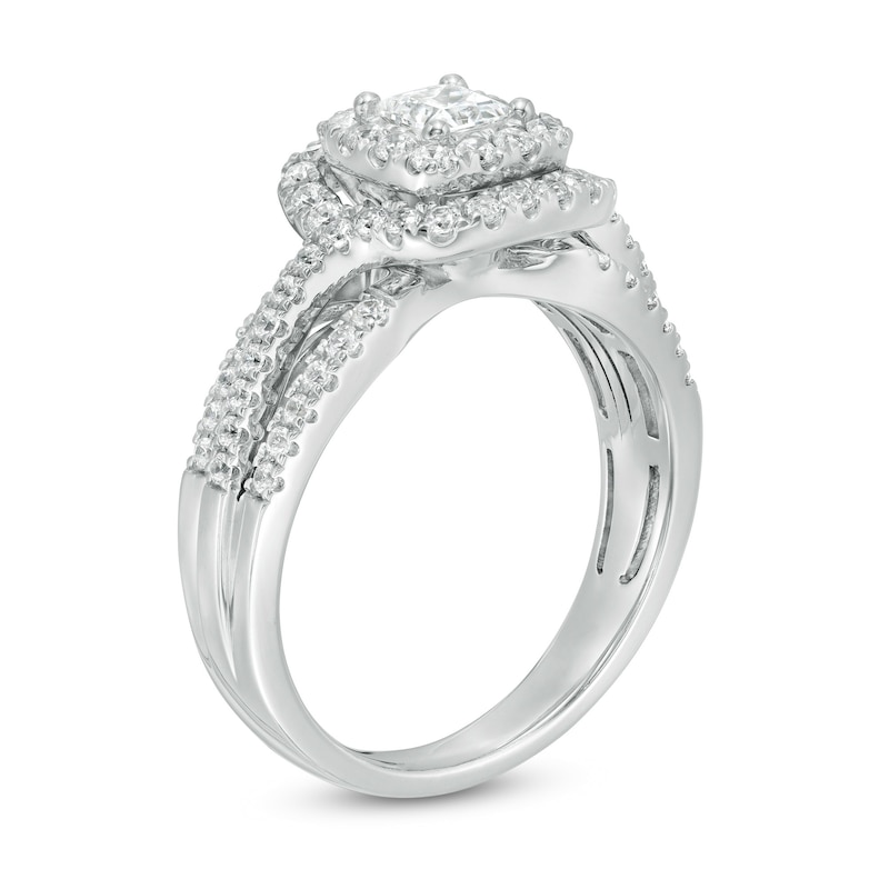 Main Image 3 of Previously Owned - 1.00 CT. T.W. Princess-Cut Diamond Frame Multi-Row Engagement Ring in 10K White Gold (I/I1)