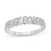 Thumbnail Image 1 of Previously Owned - 0.12 CT. T.W. Baguette and Round Diamond Stackable Spiral Anniversary Ring in 10K White Gold
