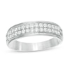Thumbnail Image 1 of Previously Owned - 0.50 CT. T.W.  Diamond Double Row Wedding Band in 10K White Gold