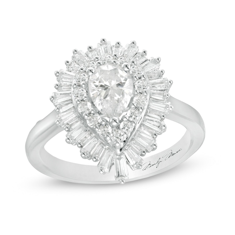 Previously Owned - Marilyn Monroe™ Collection 1.45 CT. T.W. Pear-Shaped Diamond Frame Engagement Ring in 14K White Gold