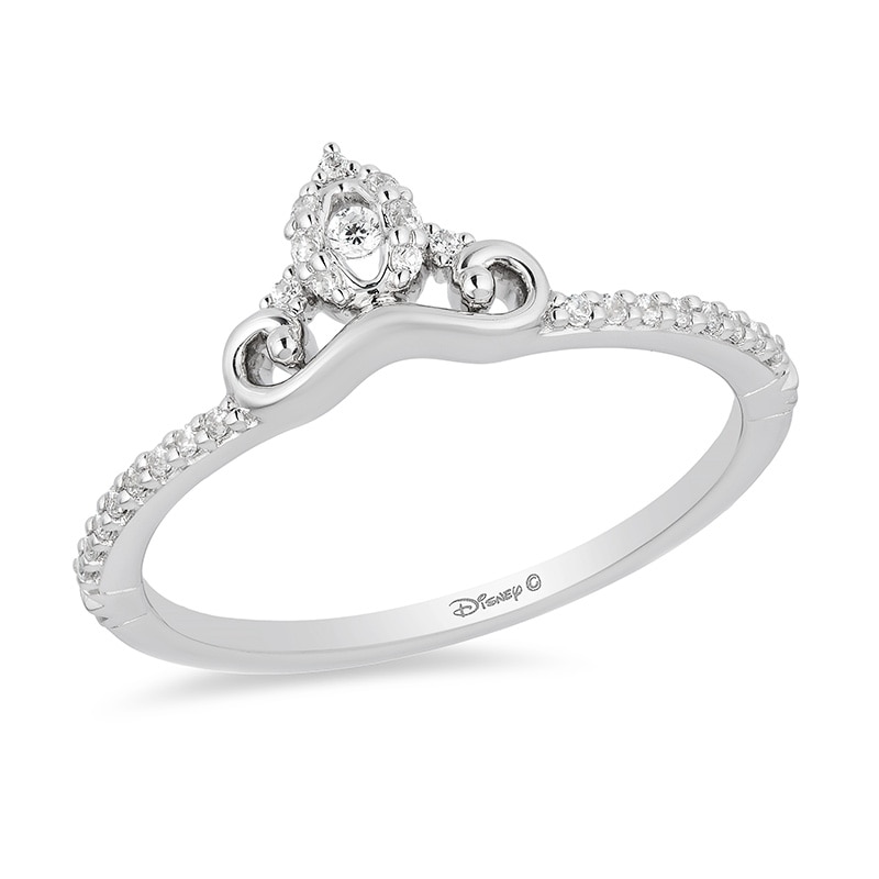 Previously Owned - Enchanted Disney Cinderella 0.10 CT. T.W. Diamond Carriage Contour Wedding Band in 14K White Gold|Peoples Jewellers