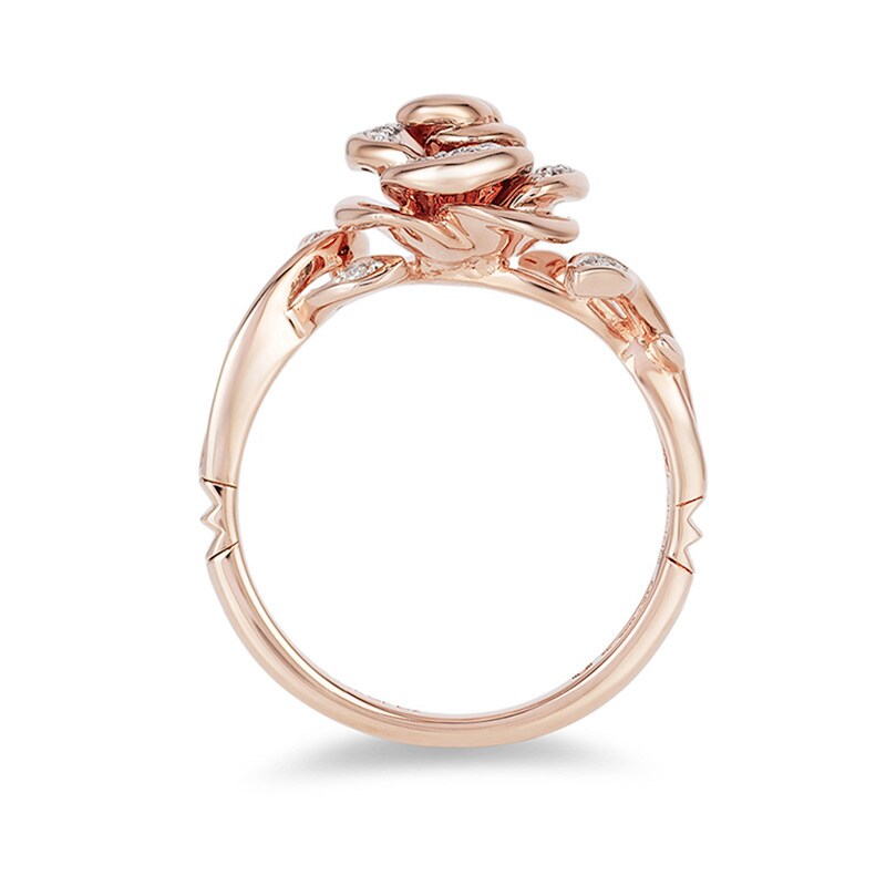 Previously Owned - Enchanted Disney Belle 0.085 CT. T.W. Diamond Rose Ring in 10K Rose Gold