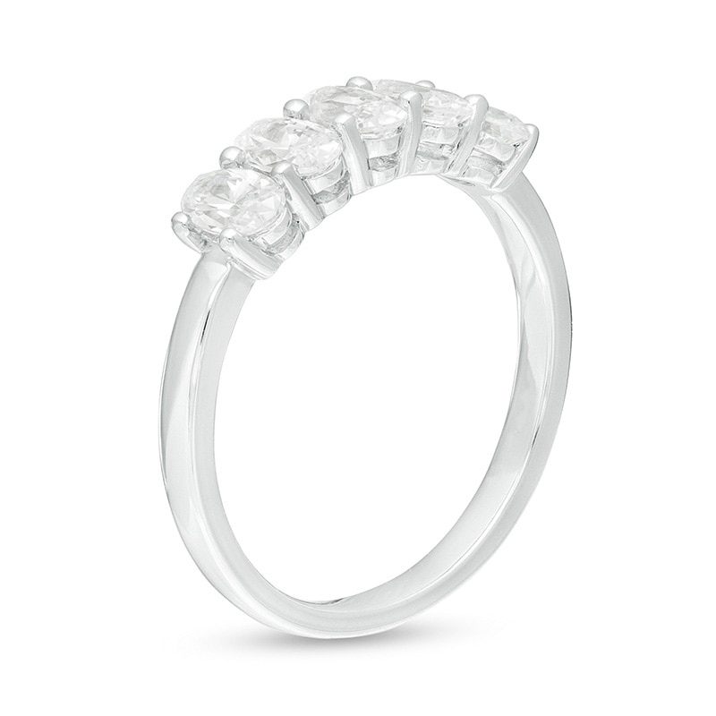 Previously Owned - 1.00 CT. T.W. Oval Lab-Created Diamond Five Stone Anniversary Band in 14K White Gold (F/SI2)