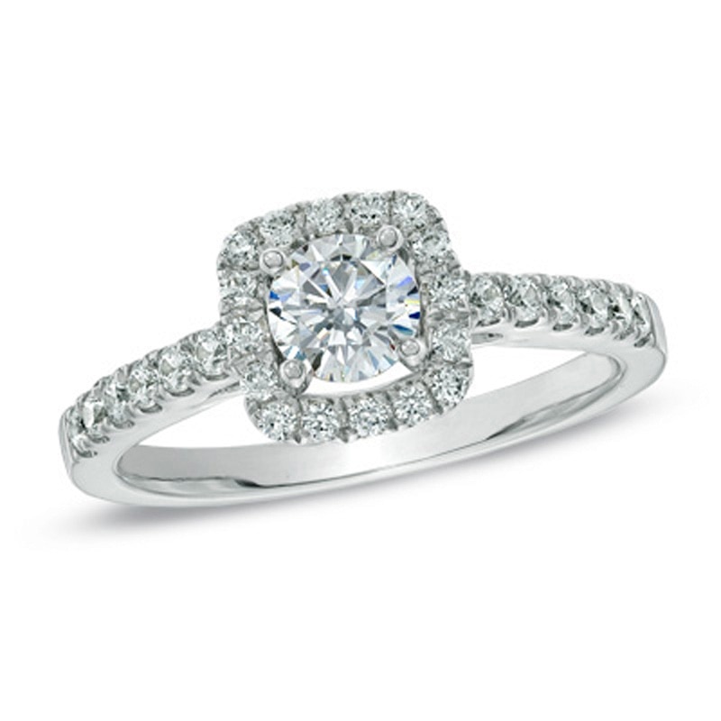 Previously Owned - Celebration Fire⢠0.82 CT. T.W. Diamond Engagement Ring in 14K White Gold (H-I/SI1-SI2)
