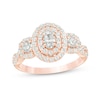 Thumbnail Image 0 of Previously Owned - 0.95 CT. T.W. Oval Diamond Past Present Future® Frame Engagement Ring in 14K Rose Gold (I/I2)