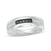 Thumbnail Image 0 of Previously Owned - Men's 0.37 CT. T.W. Enhanced Black and White Diamond Brick-Patterned Band in 10K White Gold