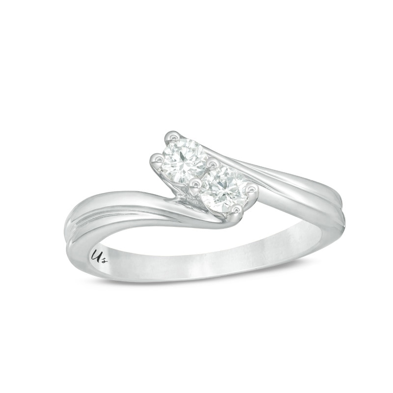 Previously Owned - Ever Us™ 0.32 CT. T.W. Two-Stone Diamond Bypass Ring in 14K White Gold