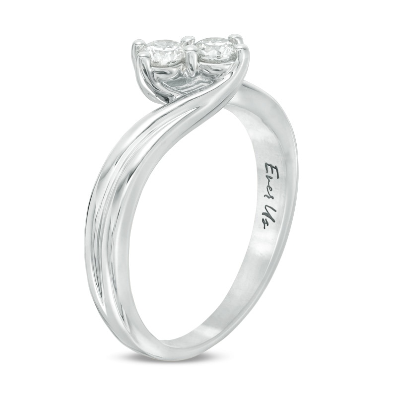 Previously Owned - Ever Us™ 0.32 CT. T.W. Two-Stone Diamond Bypass Ring in 14K White Gold