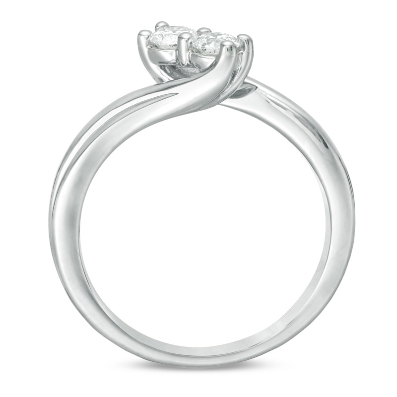Previously Owned - Ever Us™ 0.32 CT. T.W. Two-Stone Diamond Bypass Ring in 14K White Gold
