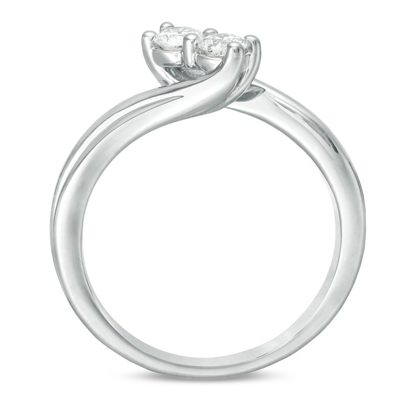 Previously Owned - Ever Us™ 0.32 CT. T.W. Two-Stone Diamond Bypass Ring in 14K White Gold