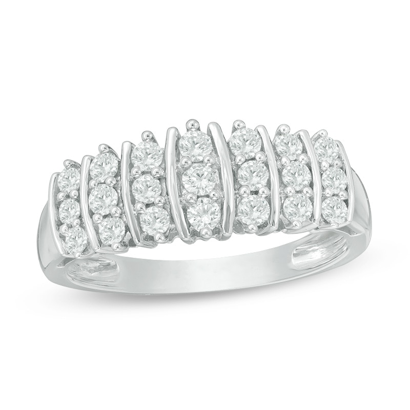 Previously Owned - 0.50 CT. T.W. Diamond Multi-Row Anniversary Band in 10K White Gold