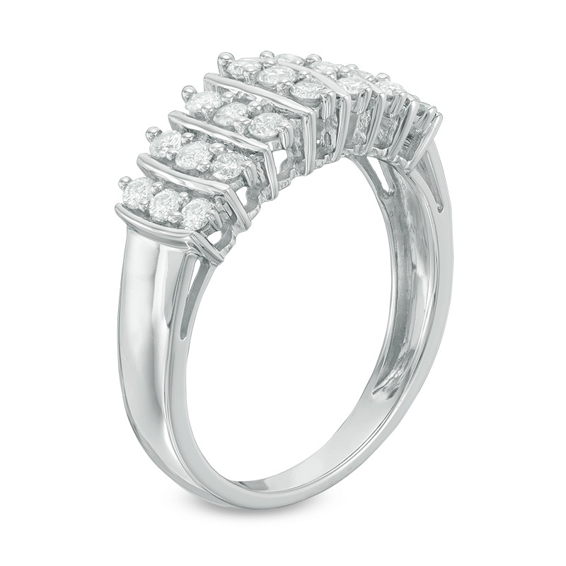 Previously Owned - 0.50 CT. T.W. Diamond Multi-Row Anniversary Band in 10K White Gold