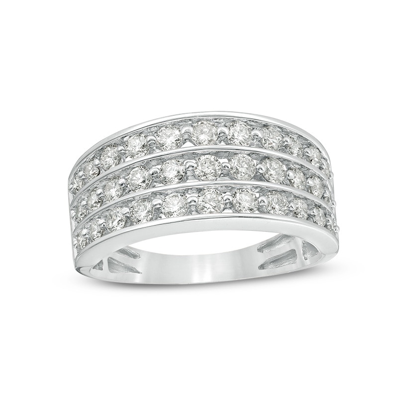 Previously Owned - 1.00 CT. T.W. Diamond Multi-Row Band in 10K White Gold